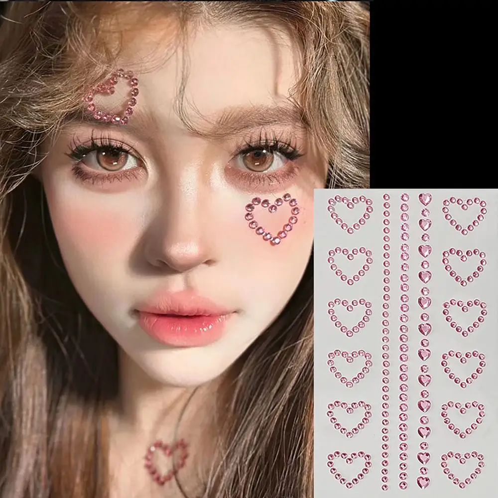 Face Decoration Face Jewelry Sticker Body Makeup Adhesive Gemstone Sticker Butterfly Flowers Stars Hearts Eye Shadow Sticker