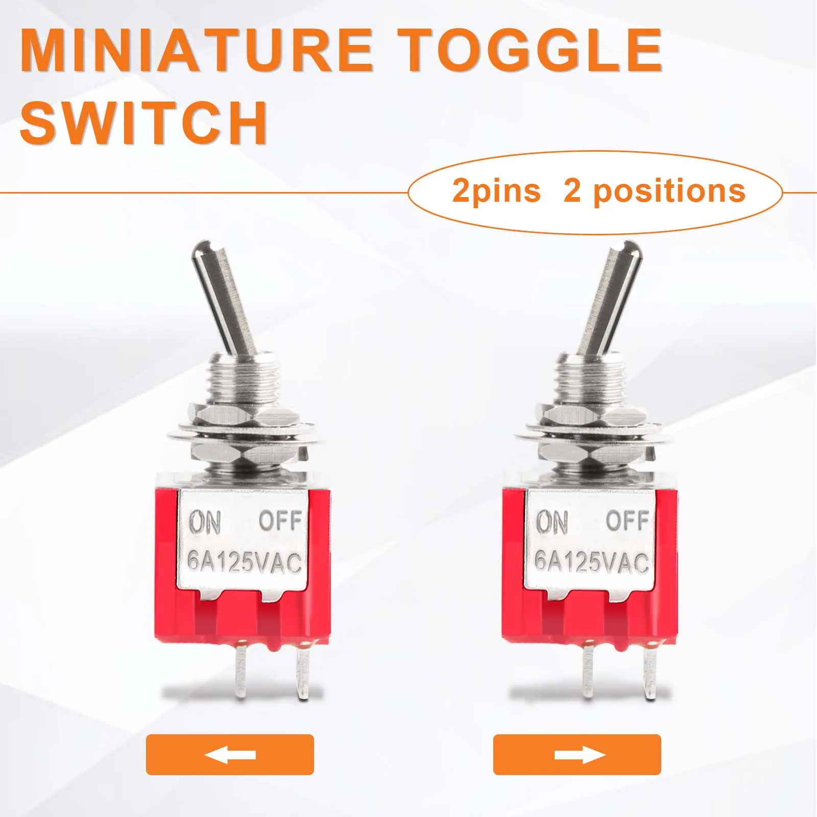 ミニチュアSPSTTオン/オフトグルスイッチ,2ポジション,2端子,Mts-101, 6a, 125v,3a, 250v,ダッシュボード,電子,10個