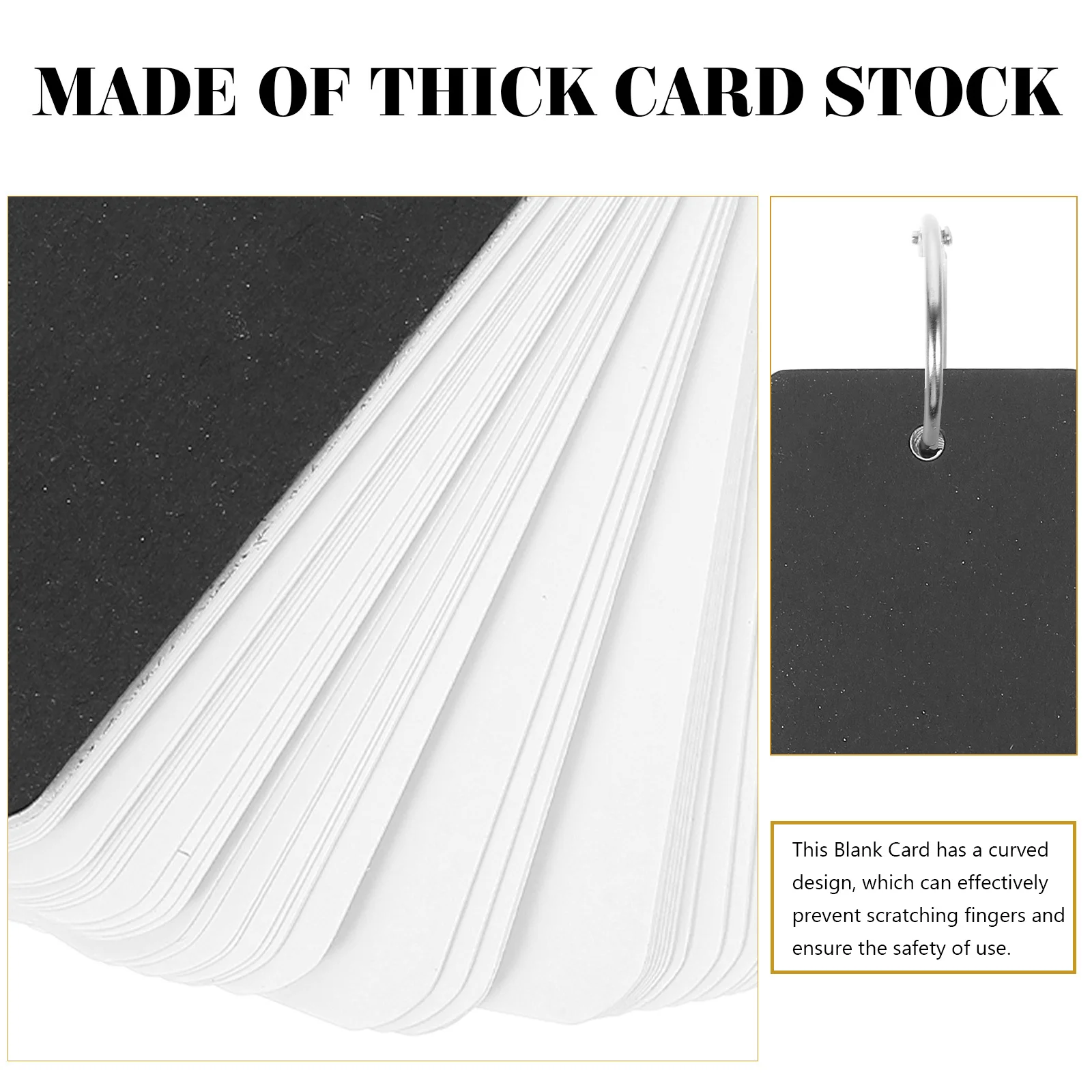 

4 Sets Studying Blank Thick Smooth Writing Portable Learning Flash Cards For School Office Home Use Hole Punched Index Cards