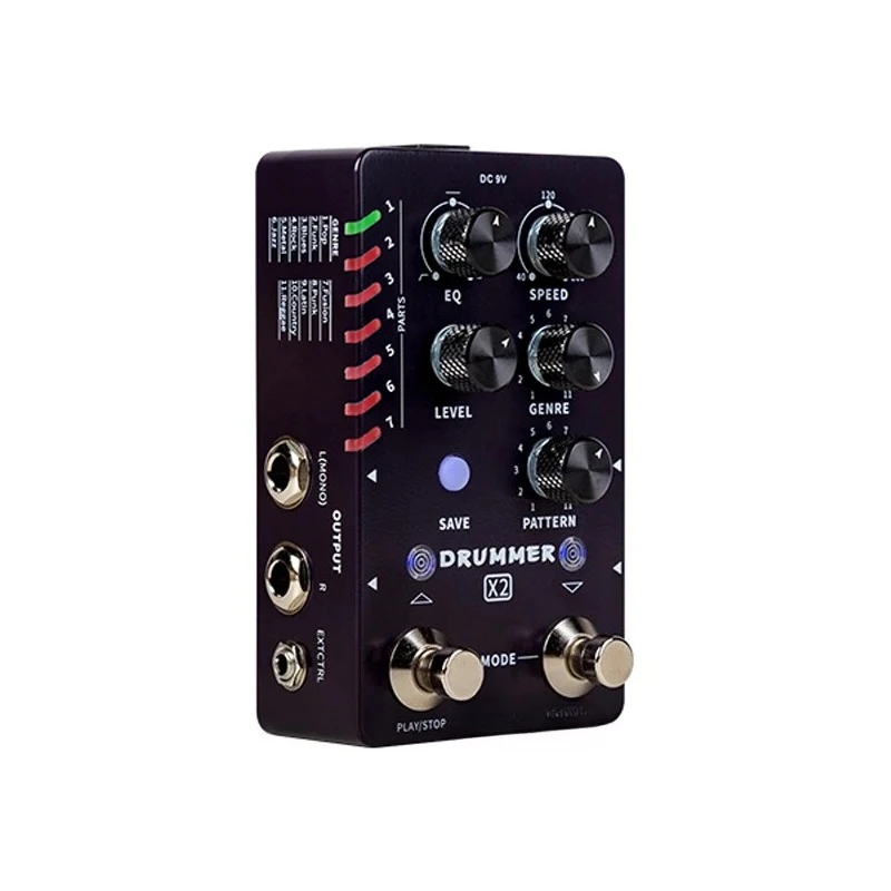 Pédale d'effet pour guitare avec machine à rythmes stéréo, fonction FILL, TAP TEMPO et bouton EQ – Pédale de batterie