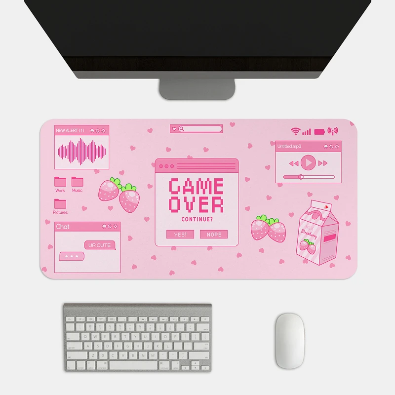 

Cute Strawberry Milk Mouse Pad Laptop Gaming Pads Non-slip Kawaii Cartoon Mat Laptop Gamer Cabinet Pink Pad Office Accessories