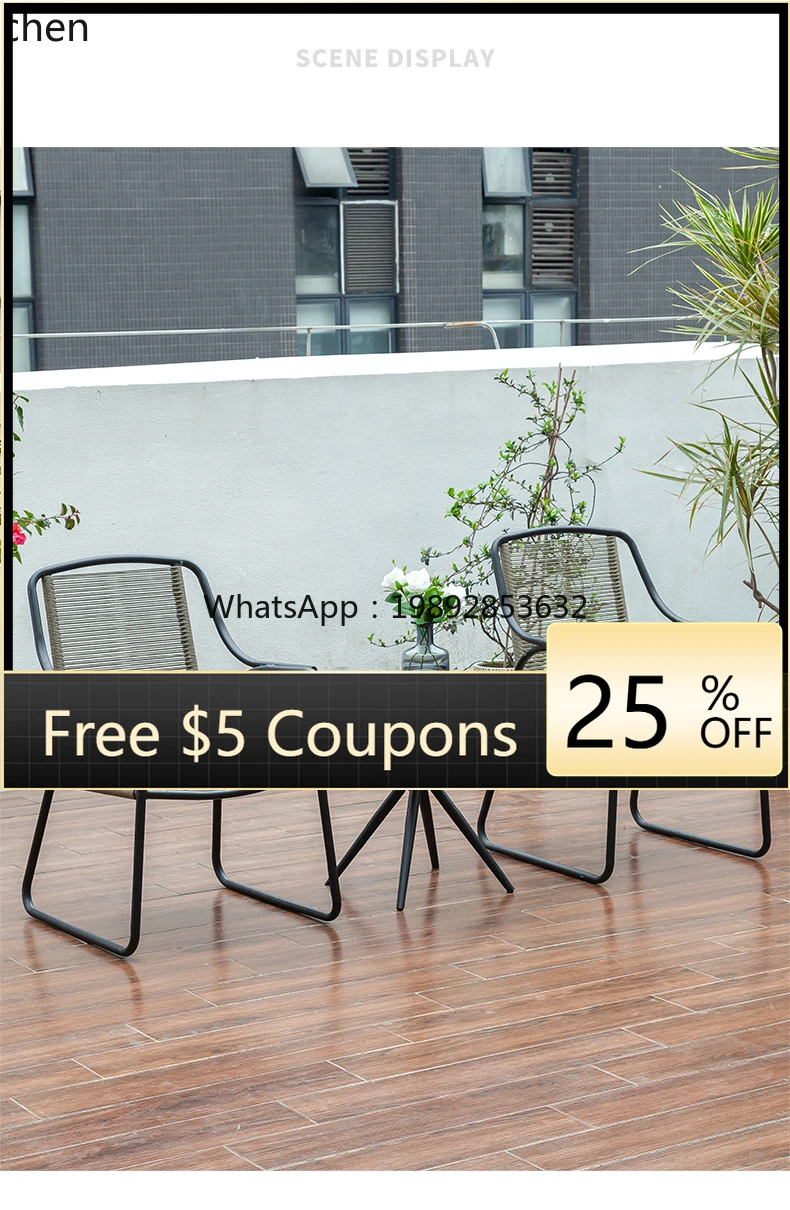 

Balcony Table and Chair Combination Outdoor Garden Leisure One Table Two Chairs Cafe Commercial Single Chair