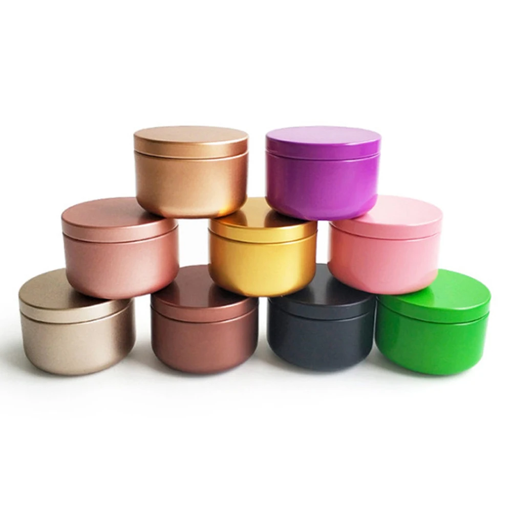 100pcs Colored Aluminum Candle Tin 50ml Round Cosmetic Jars Oil Cream Pot Empty Aromatherapy Sealed Metal Travel Can