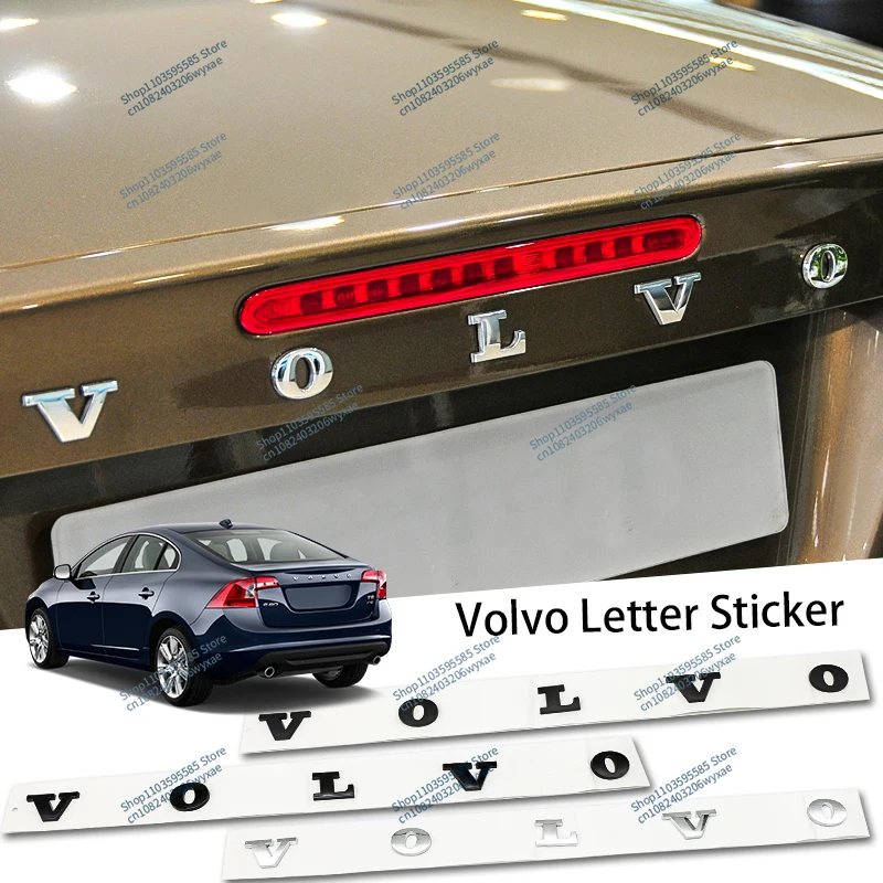 3D ABS Black Silver Logo Volvo Emblem Letters Car Trunk Badge For C30 V40 V60 S40 S60 XC60 XC90 XC40 S80 S90 S80L S60L AWD T3 T5