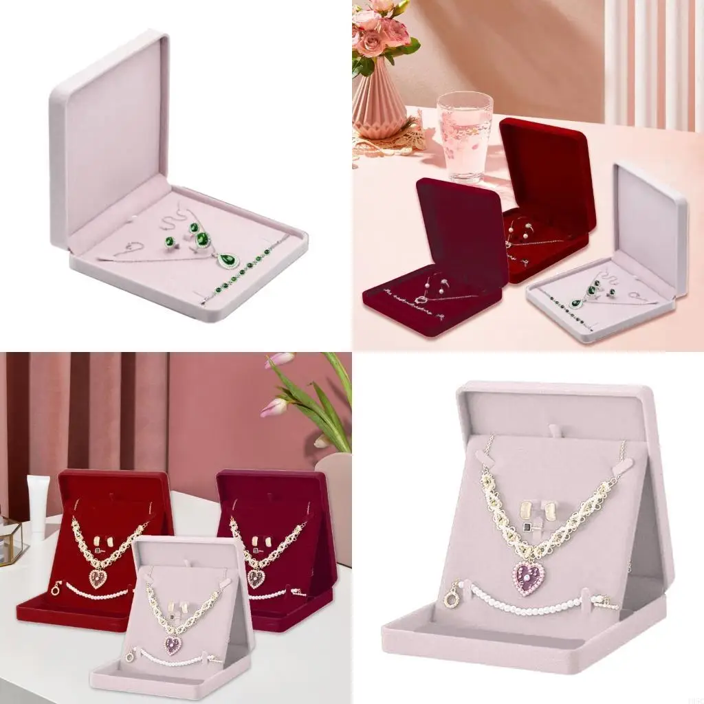 

195C портативный бархатный витрина для ювелирных изделий контейнер для хранения колец ожерелья серьги обручальные украшения