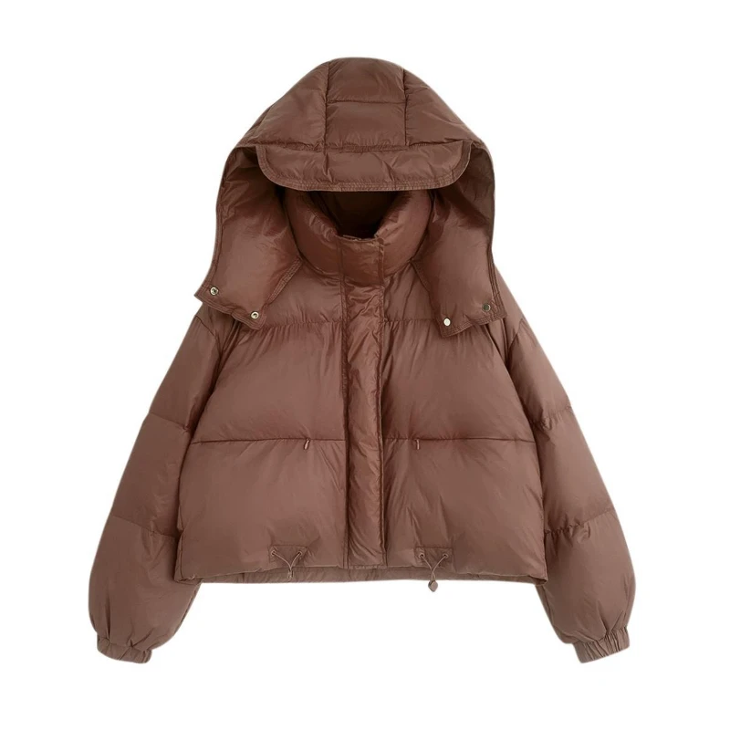 Women  Thin and Tall Hooded Small Bread Clothes Winter Beauty Fashion White Duck Down Direct Sales Fashion Short Down Jacket