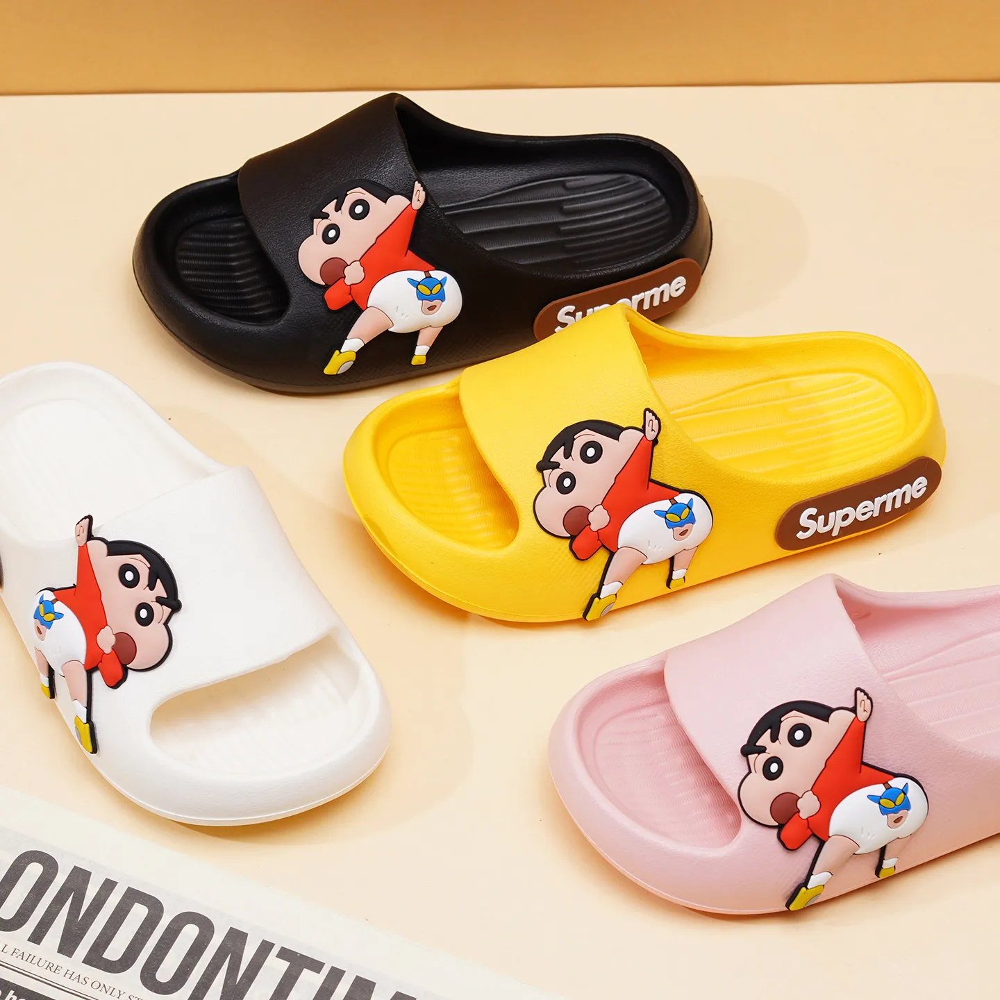 

Summer Cute Crayon Shin-Chan Children Slippers Indoor Shoes Boys Cartoon Bathroom Non-Slip Soft Sole Parent-Child House Shoes