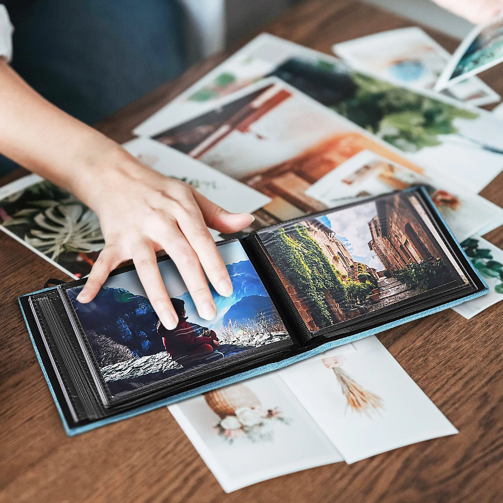 

2Pcs Fabric Cover Mini Photo Album Small Portable Travel Photo Card Holder Book for Baby Wedding Birthday Memories