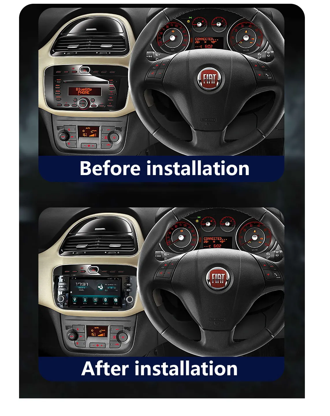 CHSTEK Bluetooth Player For Fiat Linea Punto Grande Evo Urban Cross 4G GPS WIFI Handsfree Swap Auto Navigation Android System FM