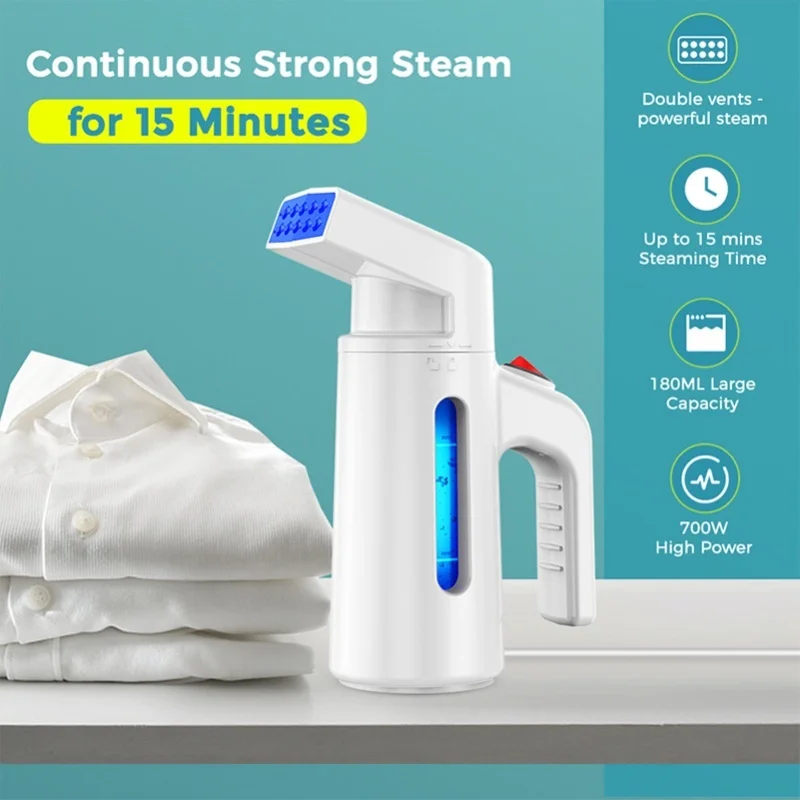 Portable Handheld Clothes Steam Iron 700W Garment Wrinkle Remover 150ml Tank Fast Heat Up