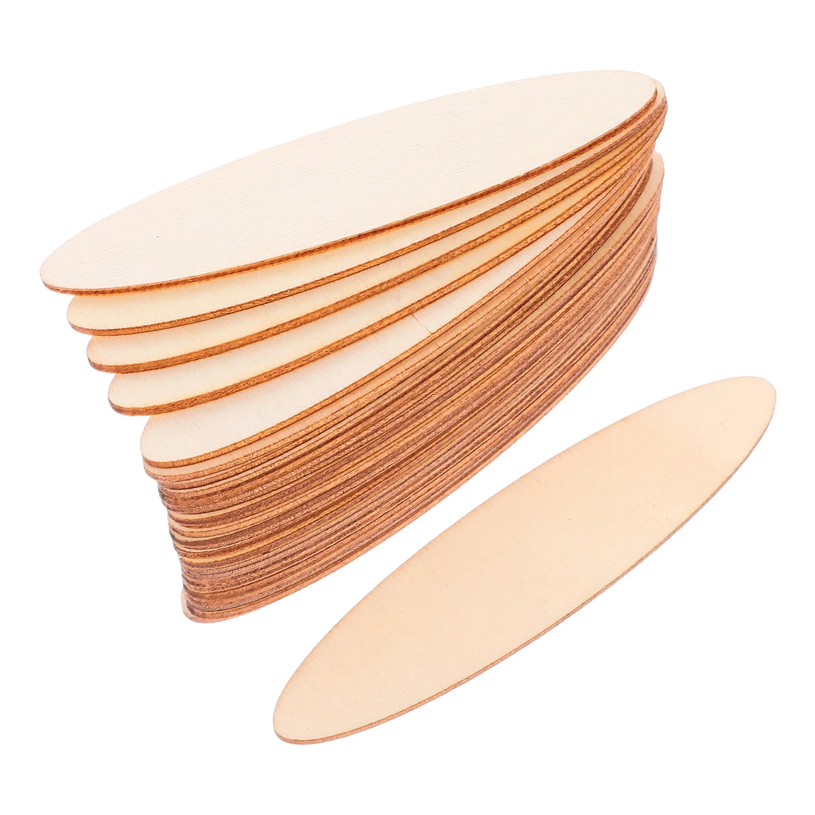 

30Pcs Oval Wood Chips Unfinished Wooden Craft Shapes Creative Educational Teaching Aids for DIY Art and Learning