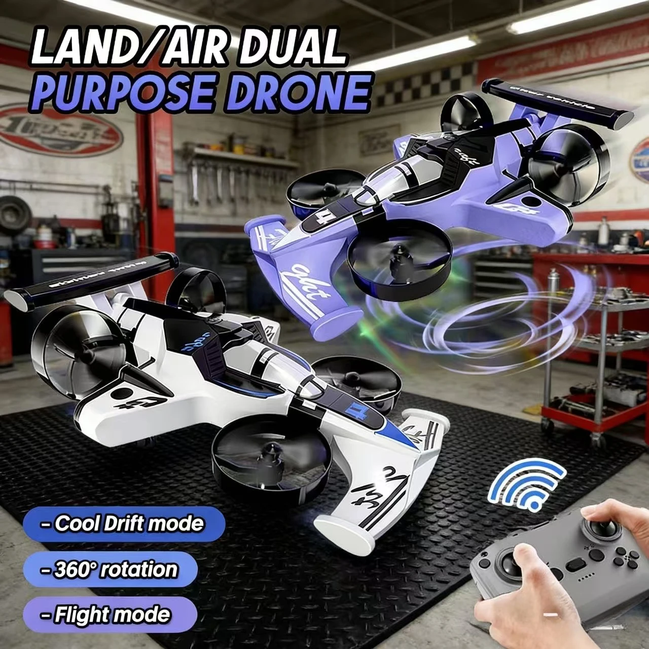 

2.4G Dual Mode 4-Axis RC Car,2 in 1 Mini Air-Ground Flying Car Drone,Pro Racing,Kids Off-Road Toy,Gift for Kids & Adults