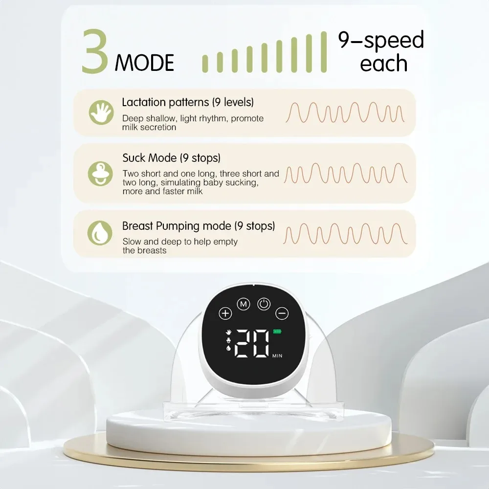 2개입 착용형 유축기 핸즈프리 전동 유축기 무소음 휴대용 유축기 3가지 모드 9단계 흡입력 180ML 용량