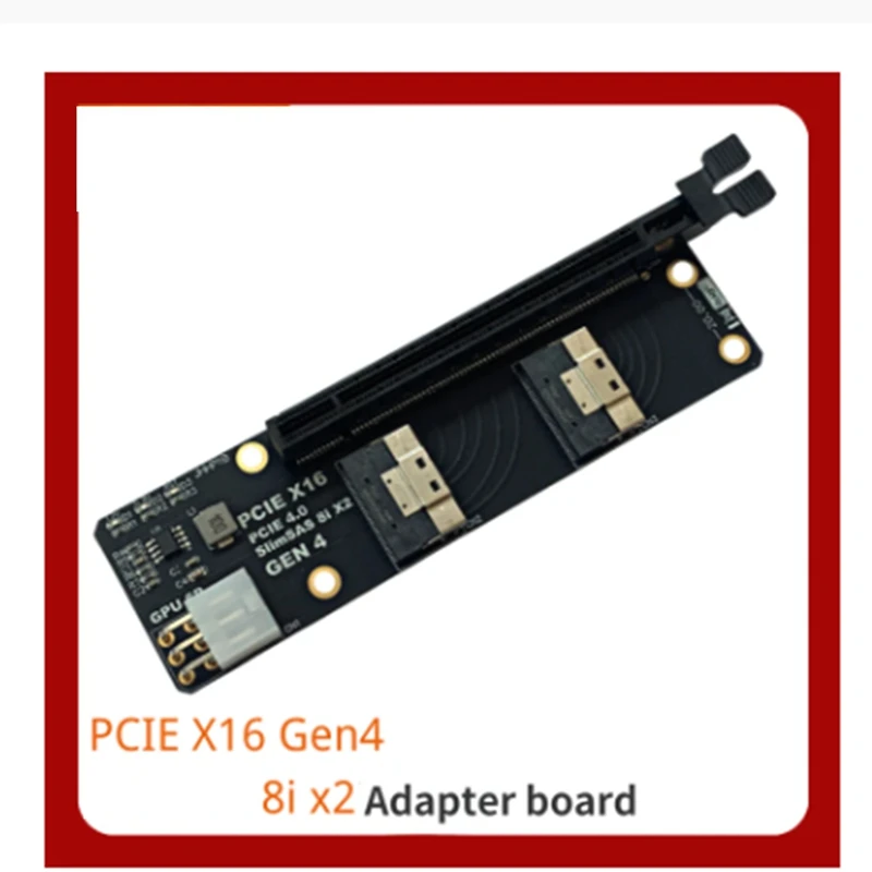 Gen4 2 Ports Slimsas 8I X2 To PCIE 4.0 X16 Slot Adapter Board Replacement For Network Card Graphics Video Card Capture Card