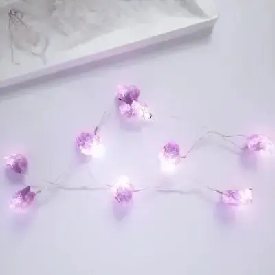 

30 Head Amethyst String Lights White Color Operated Decorative Hanging Lamp Pendant for Party Tree Holiday DIY