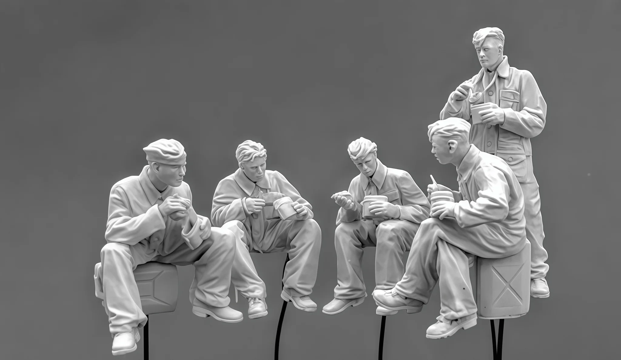 

1:35 Набор моделей из смолы GK, 5 солдат взимку, неокрашенный, необходимо собранно