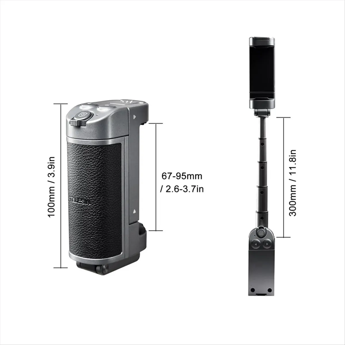 【dt56】versatile-selfie-grip-phone-camera-grip-built-in-extendable-selfie-stick-with-detachable-remote-shutter-cold-shoe