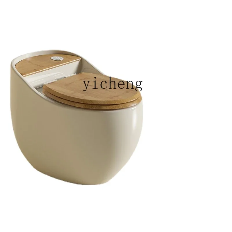 

XL Toilet Light Luxury Creative Cream Color Large Diameter Removable Wooden Bamboo Grain Log Style