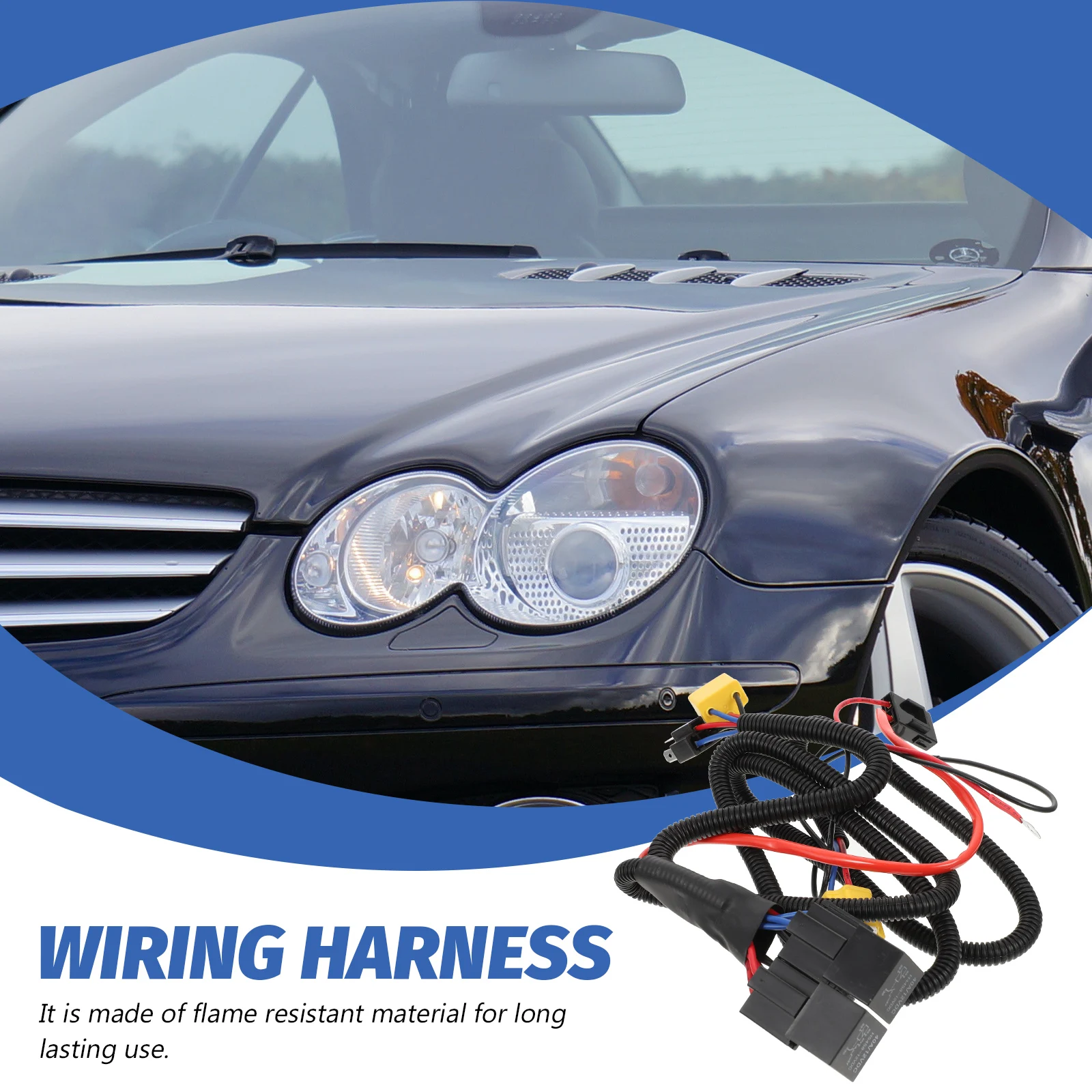 

Car Headlight Booster Wiring Harness H4 9003 Thick Flame Resistant Line Durable Use Headlights Car Wire Harness