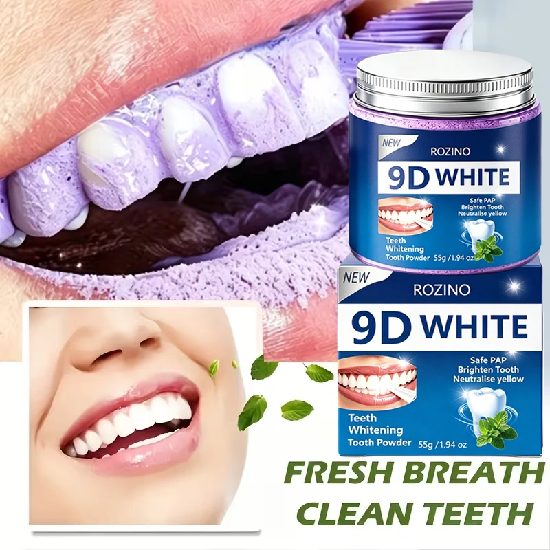 Rozino 9D Calcium Hydroxyapatite Tooth Powder, Tooth Cleaning Powder, Contains Charcoal Powder, Coconut Oil, Hydroxyapatite, Niacinamide, Deep Cleaning, Freshens Breath, a Great Oral Health Care Product for Both Men and Women, Breath Freshener, Toothpaste Alternative, a Must-Have for Christmas Gifts, Daily Teeth Cleaning Powder