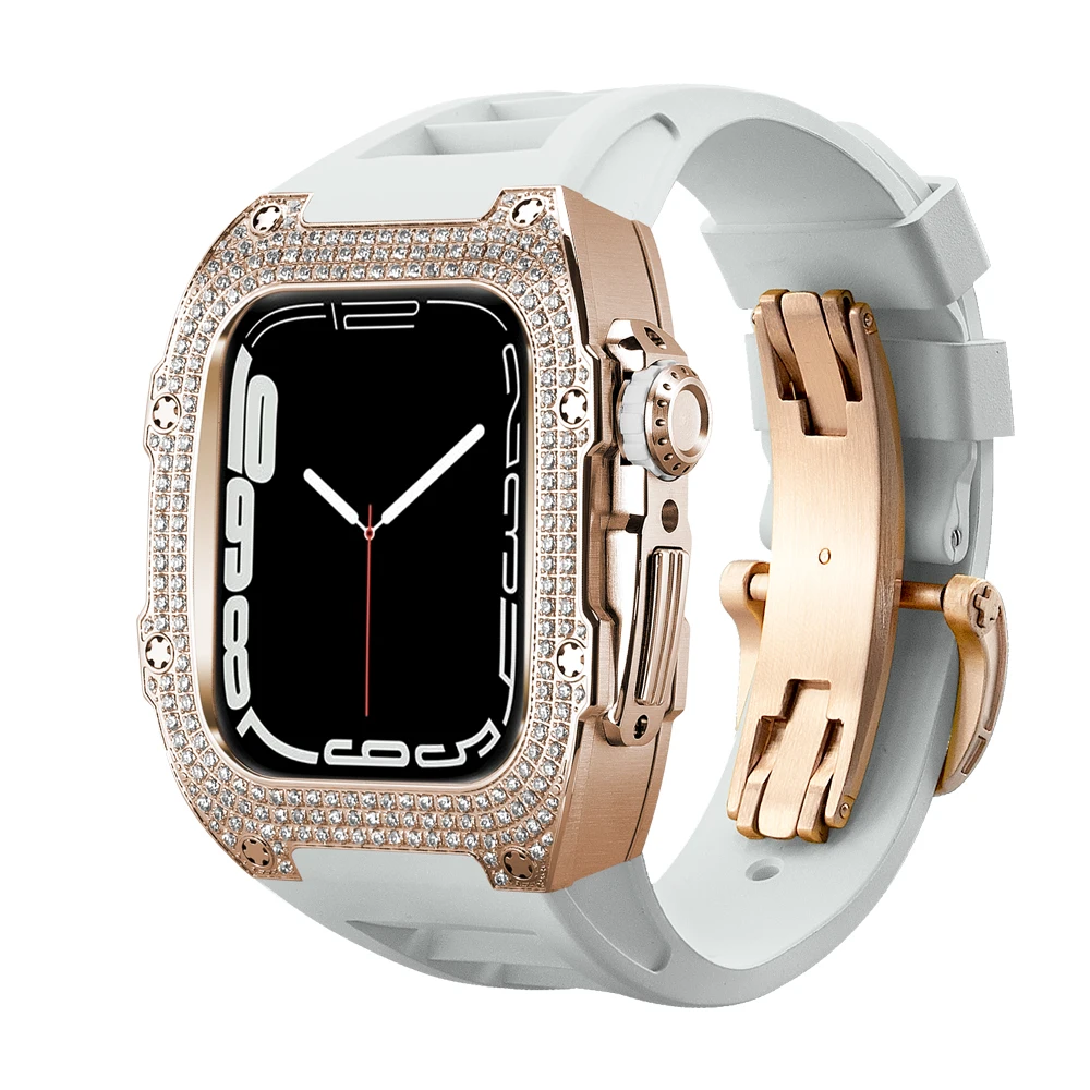 For Apple Watch Mod Kit Luxury Diamond InlaidAccessories Suit 44mm 45mm Fashion Series Applytoseries 8/7/6/5/4 Refitting