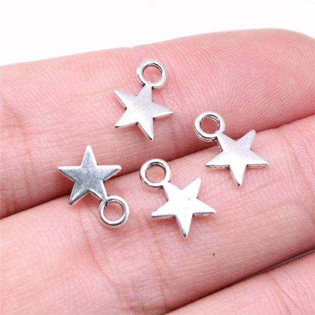 WYSIWYG 40 sztuk Charms 11x8mm gwiazda Charms do tworzenia biżuterii DIY komponenty do biżuterii antyczne srebro kolor stop Charms wisiorek
