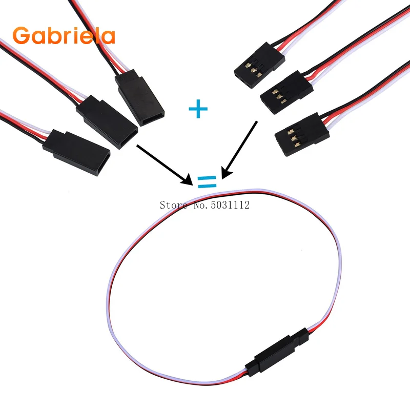 10 Pcs 3Pin 150/300mm/500mm JR Style Servo Extension Servo Extension Lead Wire Cable For RC Futaba JR Male to Female 30cm 3P