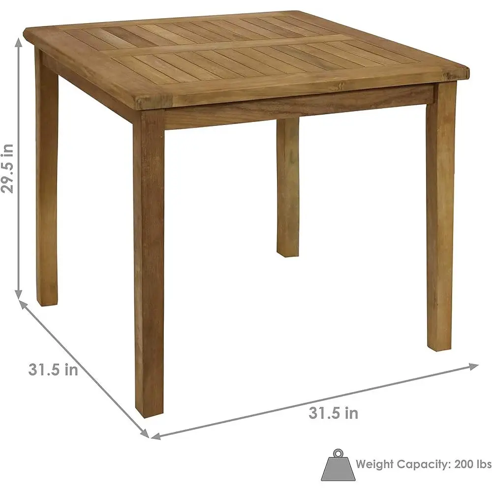 طاولة طعام مربعة خارجية من خشب الساج الصلب أثاث الفناء 1-4 كراسي حديقة سطح شرفة شديدة التحمل Al Fresco