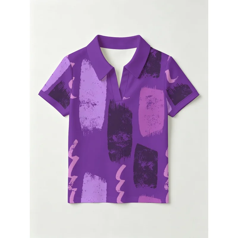 2026New women's fashion versatile buckle-free designPoloShirt Pink Purple Fashionable Commuting Multi-Purpose Top