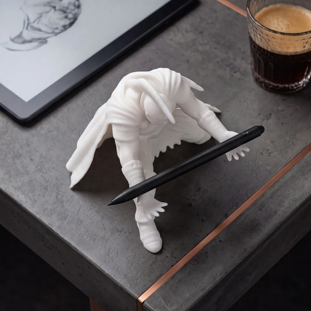 Funny 3D Printed Warrior Pen Holder Plastic Waterproof Kneeling Knight Pen Rack Vintage Desktop Stationery Storage Birthday Gift