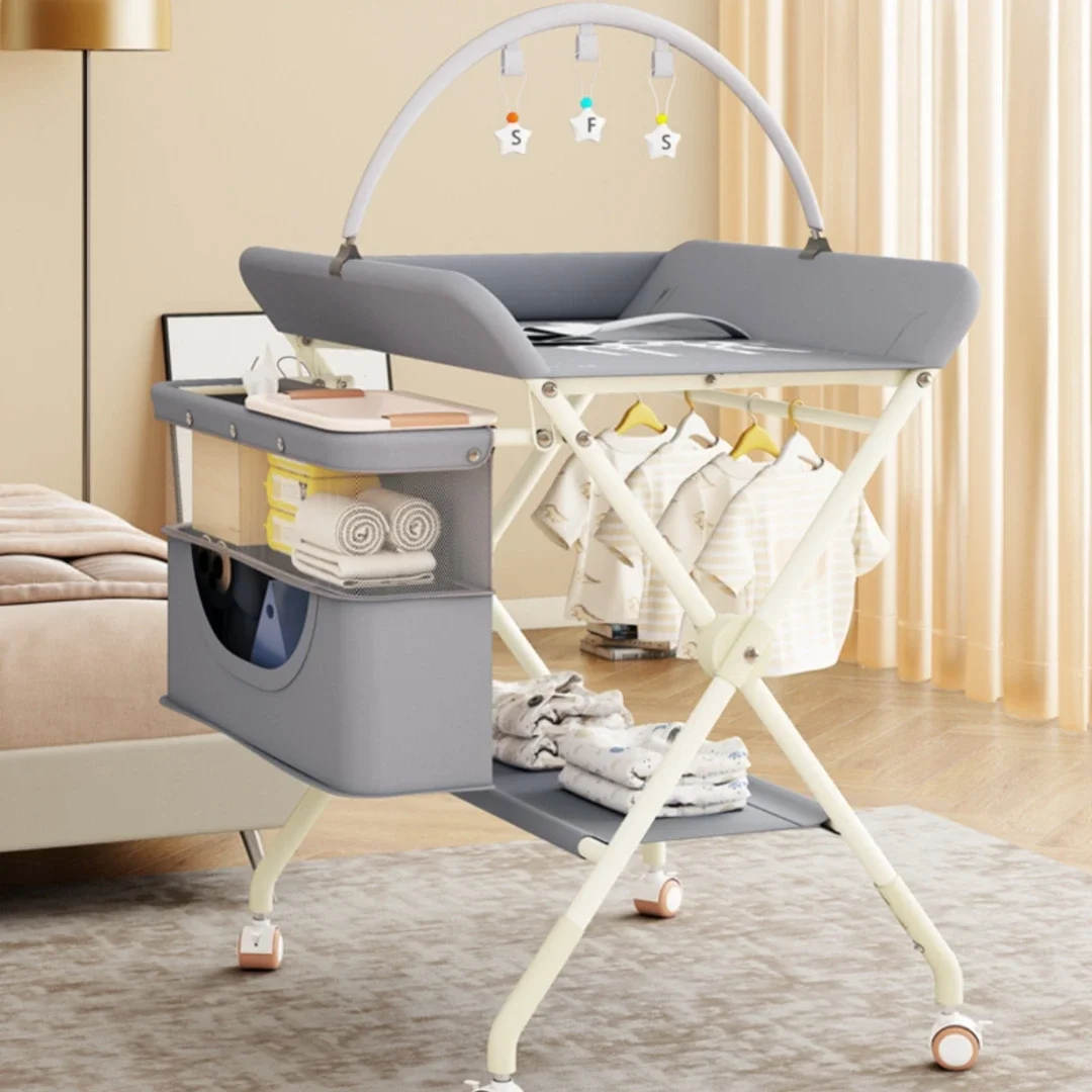 Diaper-Changing Table Baby Care Desk Multifunctional Foldable Massage Touch Newborn Baby Bath Bed Change Diaper-Changing Table