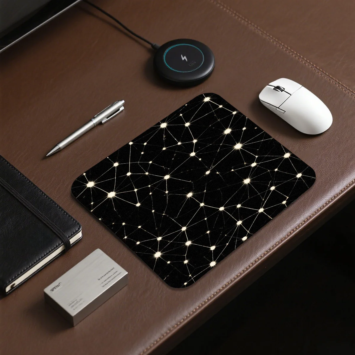 

1pcs Stylish Rubber Mouse Pad Geometric Star Design for Home Office Gaming Decor Black & Gold Shape Comfortable Non-Slip Surface