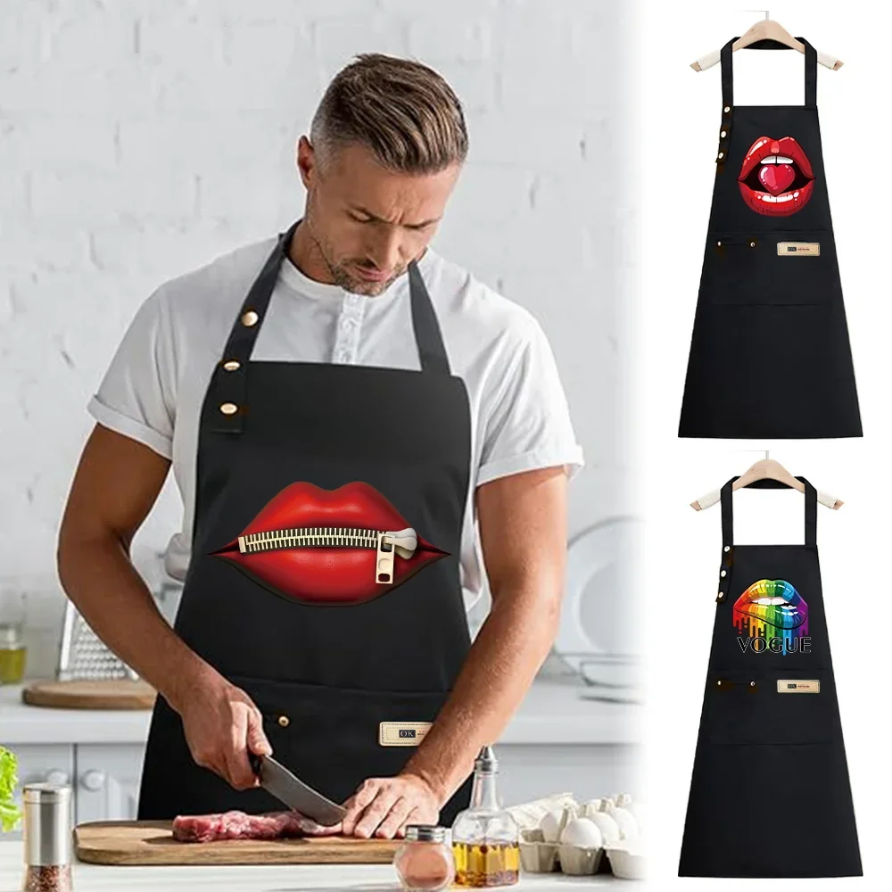 

Apron Cook Clothes Waterproof Stain-Resistant Kitchen Baking Accessory Essential Adjustable Straps Multiple Pockets mouth