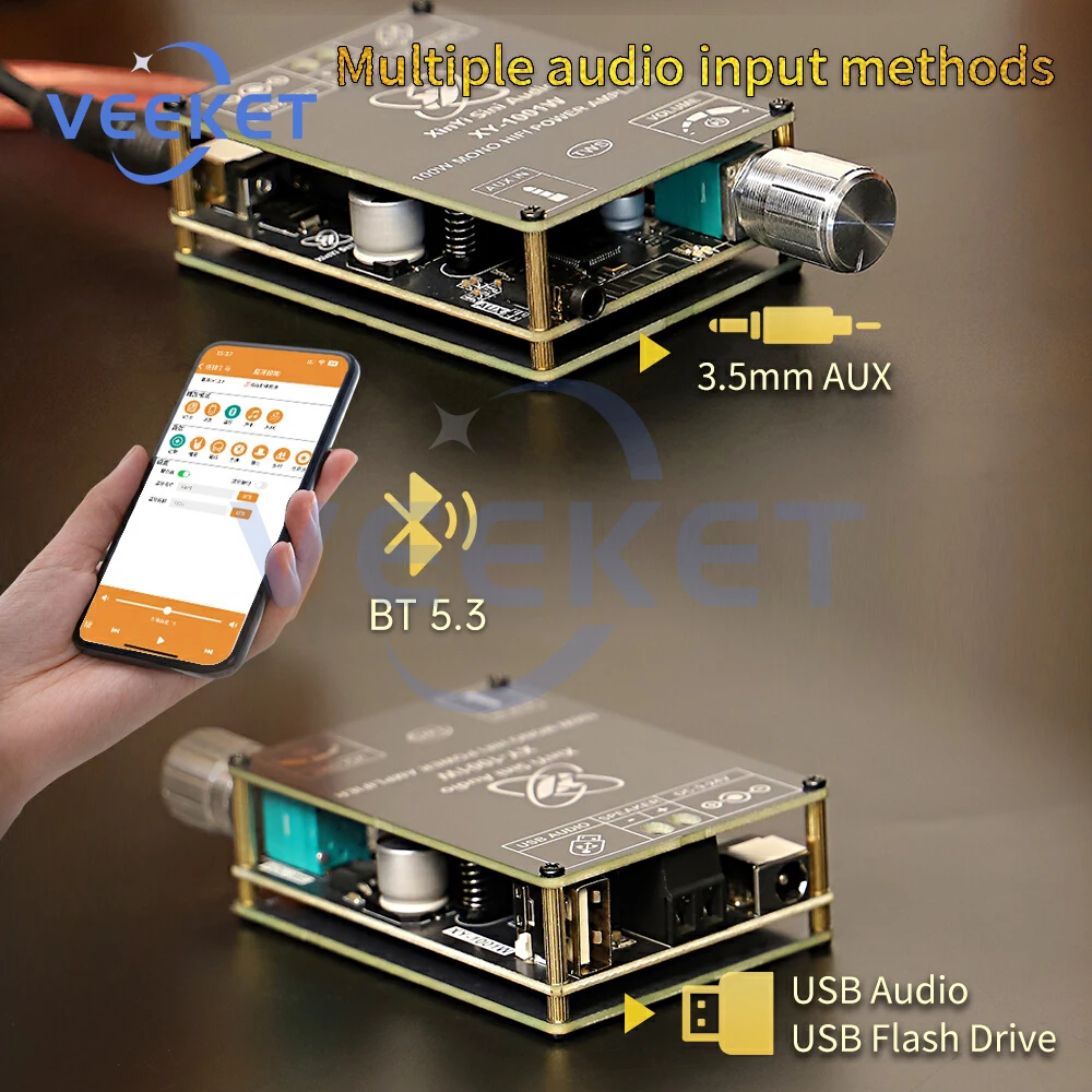 

XY-1001W Single Channel Power Amplifier Module DC 9-24V 100W TWS Stereo Sound True Wireless TPA3116 Audio Amplifier Board