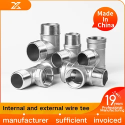 BSP male+male+Female Threaded 3 Way Tee T Pipe Fitting 1/4