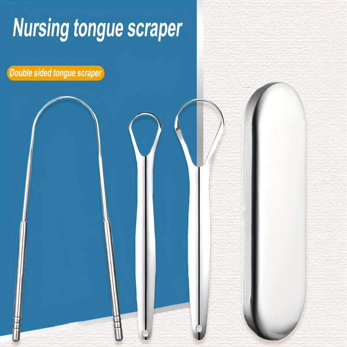 

4pcs Stainless Steel Tongue Scraper, Portable Tongue Scraper, Oral Care Halitosis Cleaner, Suitable for Home And Clinic Use