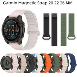 Suitable for Garmin Fenix 8 47MM 51MM 43MM 7X 7 7S 6X 6 6S 5X Plus 3HR Epix Silicone 20 22 26mm Quick Installation Magnetic Stra