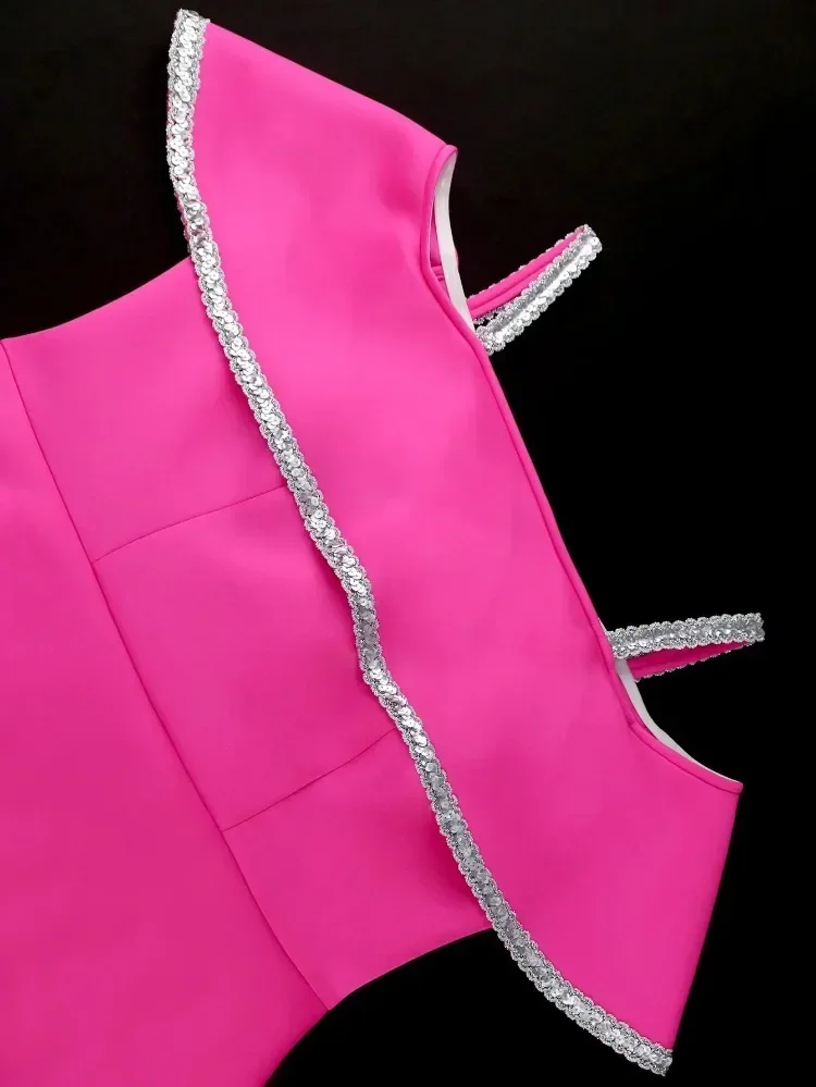 Partykleider für Frauen, glänzendes, schulterfreies Schößchenkleid mit Trägern, sexy Geburtstag, schlankes Midi-Cocktailkleid, Urlaub, Clubwear-Outfits