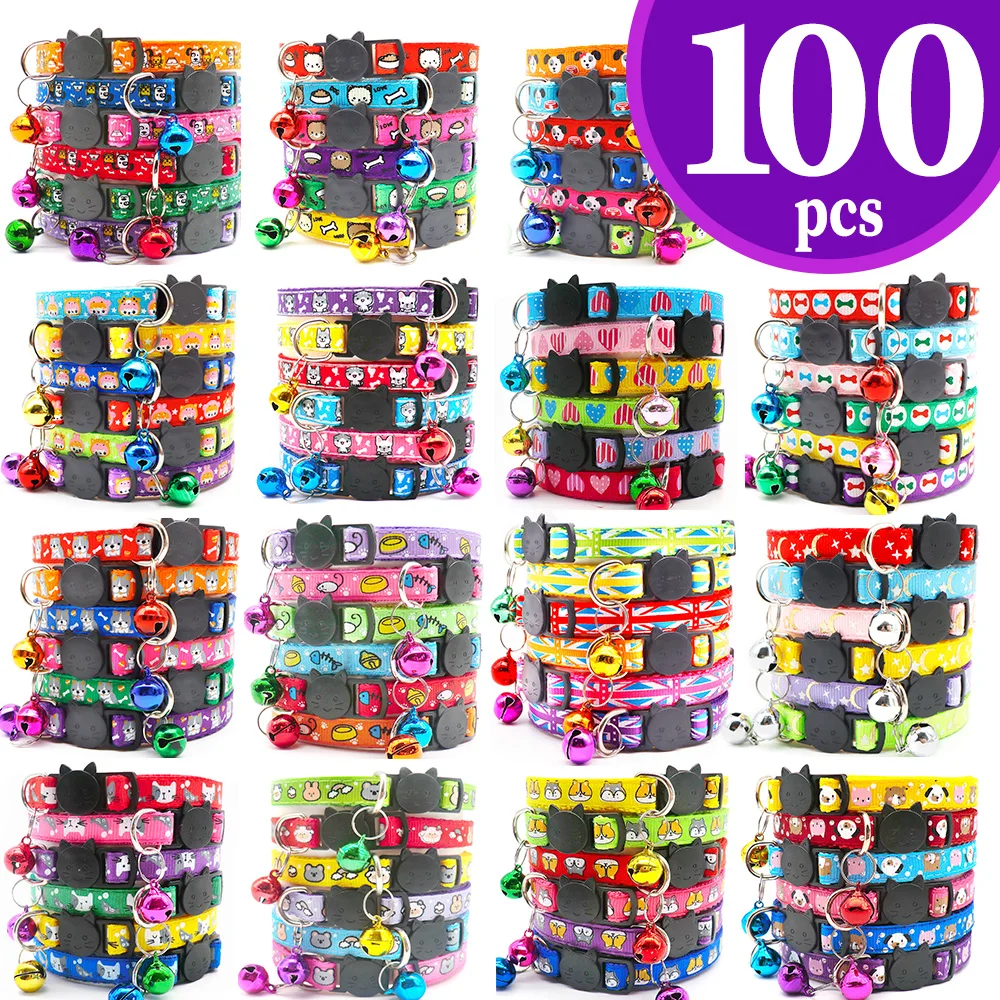 100 sztuk obroża dla psów naszyjnik z kotem trening Choker szyi spersonalizowana kreskówka z nadrukiem identyfikator psa akcesoria Anti-lost