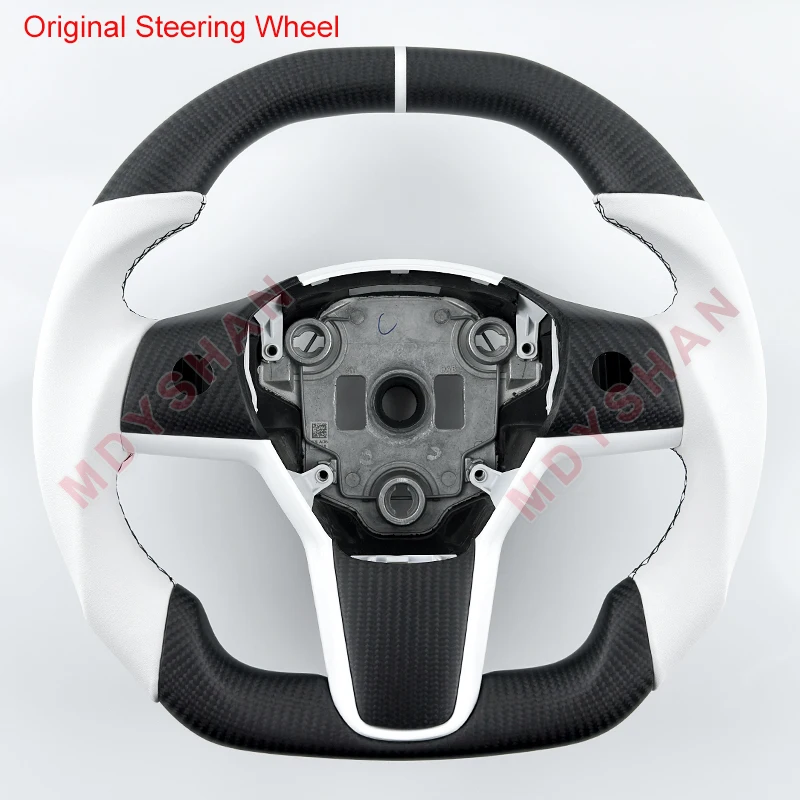 Glossy Carbon Fiber Steering Wheel for Tesla Model 3 Model Y 2016 2017 2018 2019 2020 2021 2022 2023 2024 Custom Style Wheel