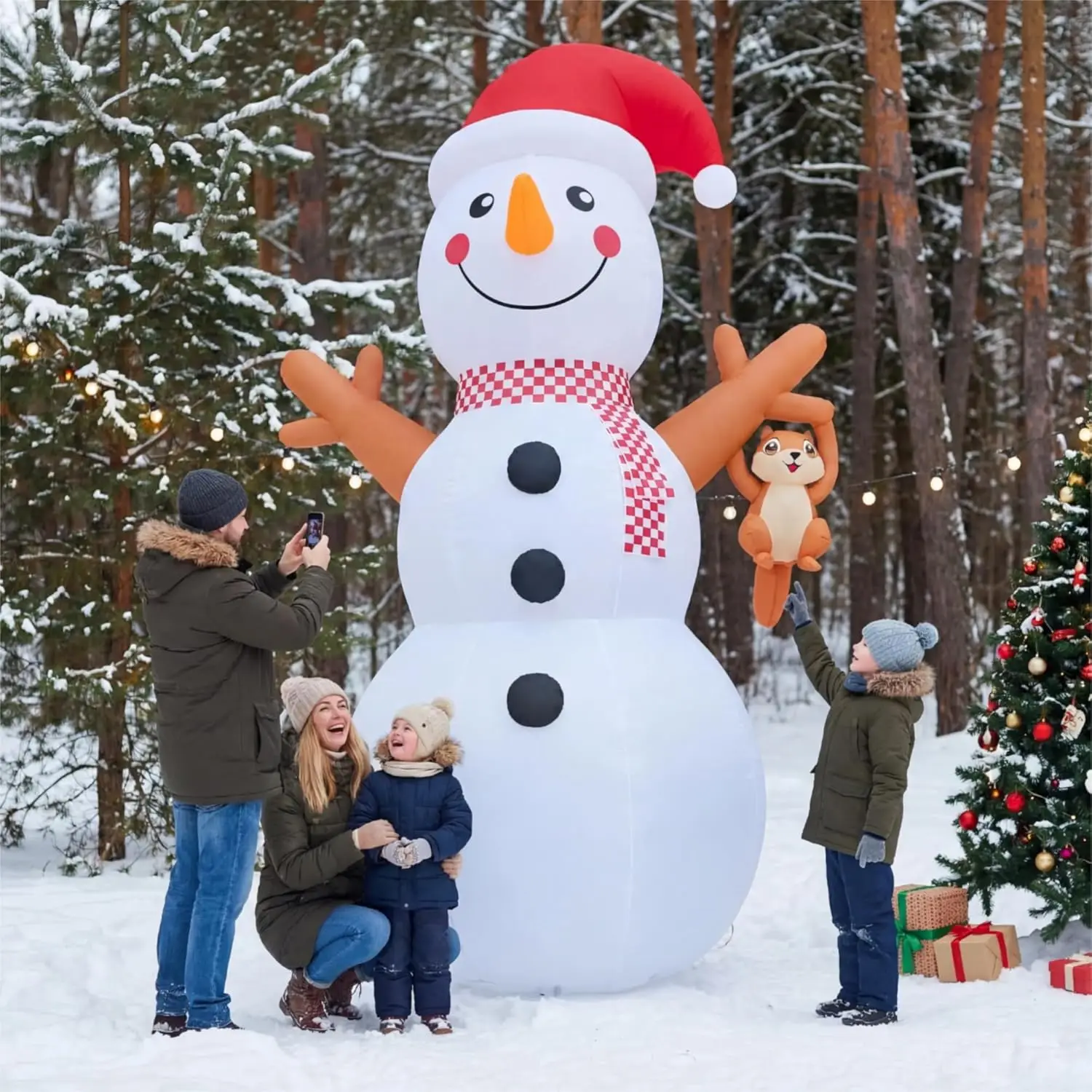 رجل ثلج عملاق بطول 12 قدم قابل للنفخ مع مصباح LED - ديكور ساحة عيد الميلاد للحديقة والحديقة
