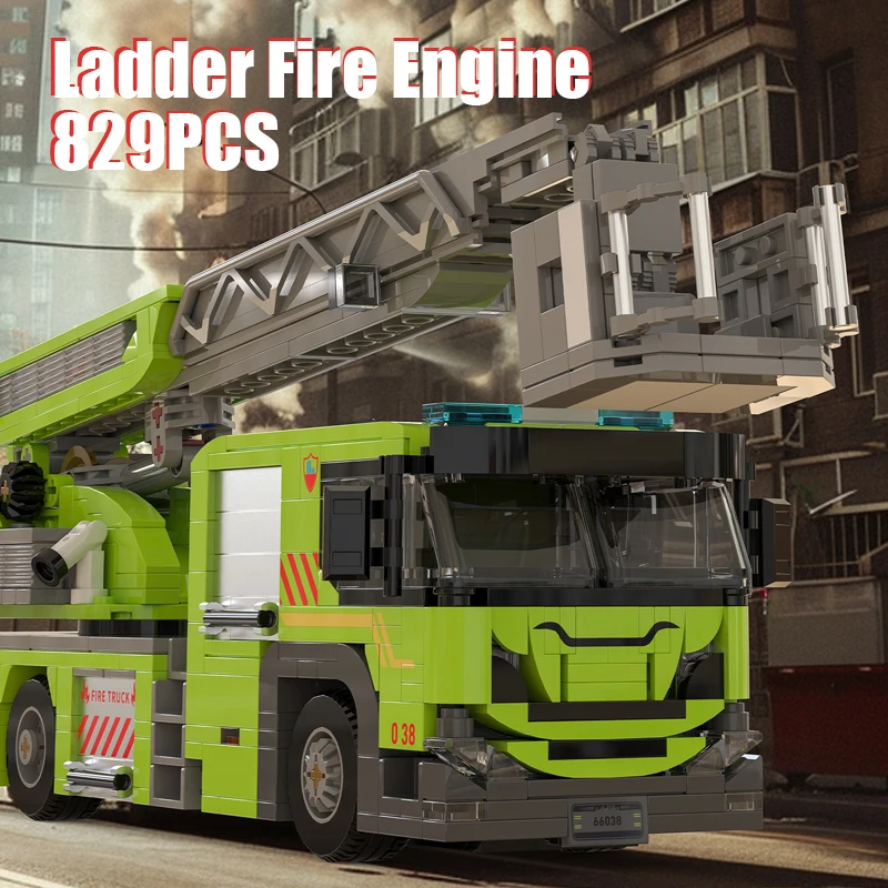 829 sztuk gramofon drabina strażacki zestawy klocków budowlanych dźwig model ciężarówki ozdoba dla dzieci dorosły montaż cegieł zabawki na prezenty