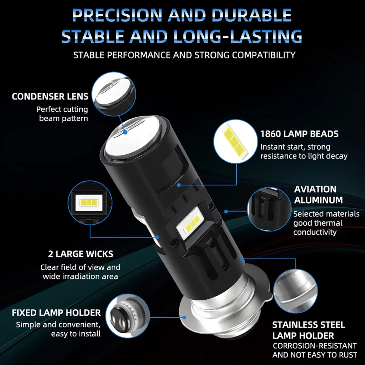 1X H4 P15D LED موتو المصابيح الأمامية 9-96 فولت ثنائي اللون DRL الأضواء مرحبا/لو شعاع ضوء الأبيض الدراجات النارية إشارة ملحقات المصابيح
