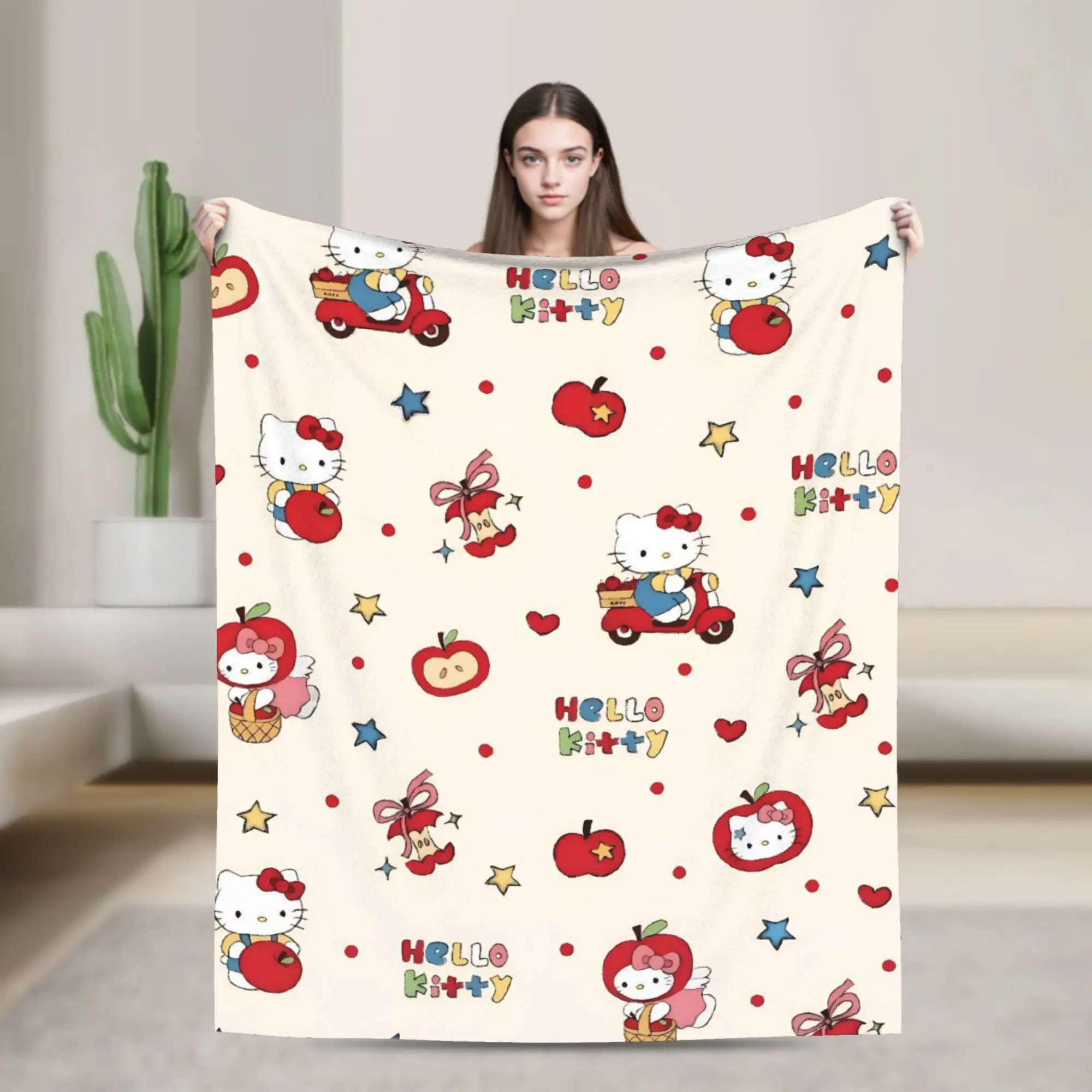 

Одеяла Hello Kitty, портативные ультра-мягкие флисовые одеяла с принтом для постельного белья, дивана, плюшевое тонкое одеяло