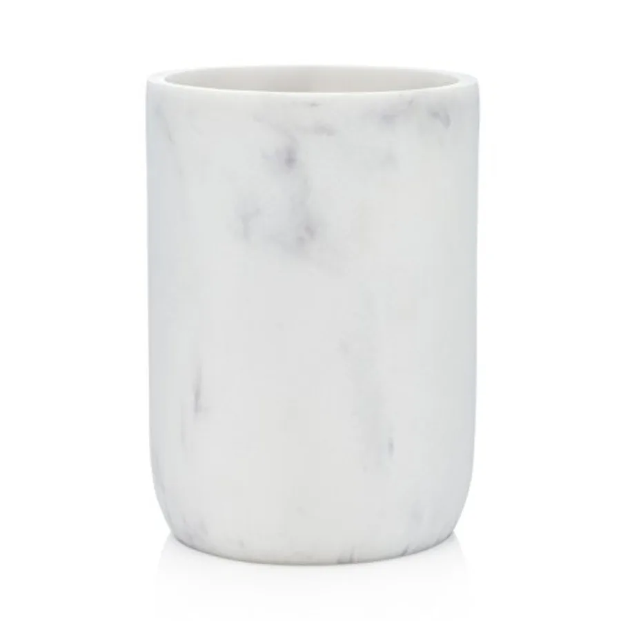 

Blanc Collection White Bathroom Tumbler Cup for Vanity Countertops, Also Great As Pencil Pen Holder and Makeup Brush Holder