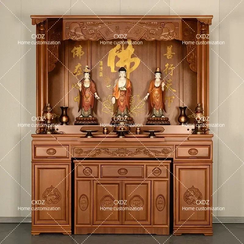 Modern Light Luxury Solid Wood Vertical Cabinet Buddhist Niche Incense Table Zhongtang Tribute Platform Shentai Storage Unit