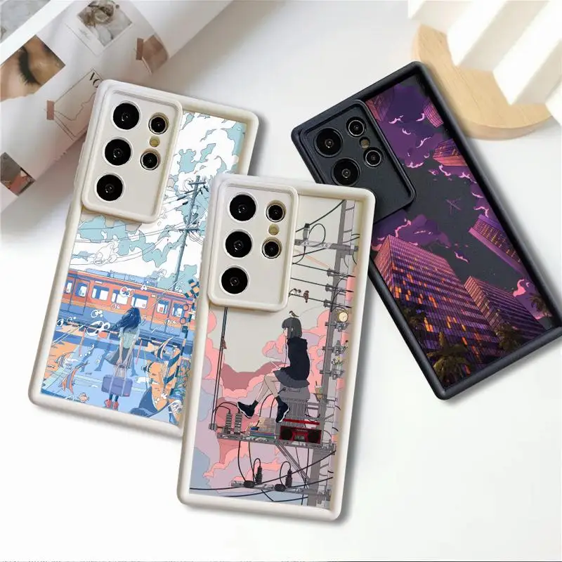 phone case for Samsung Galaxy S24 S22 S21 Ultra A13 cases S20 FE S23 S24plus S21fe 12C fundas Cover City High Altitude Aircraft