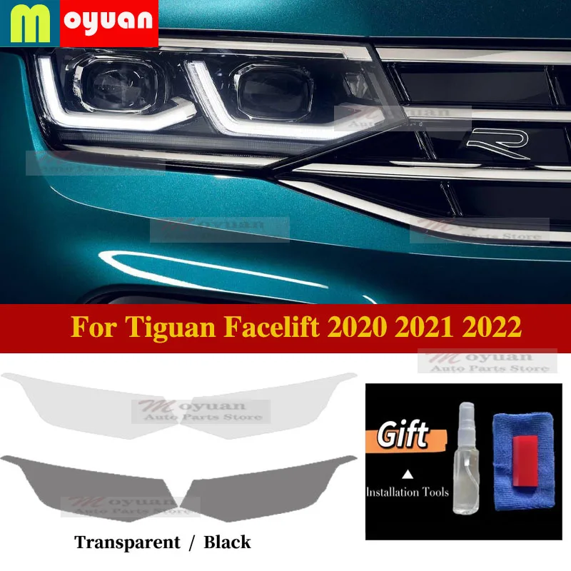 For Tiguan Facelift 2020 2021 2022 Car Headlight Protective Car Film  Headlamp Clear Black TPU Exterior Sticker Car Accessories