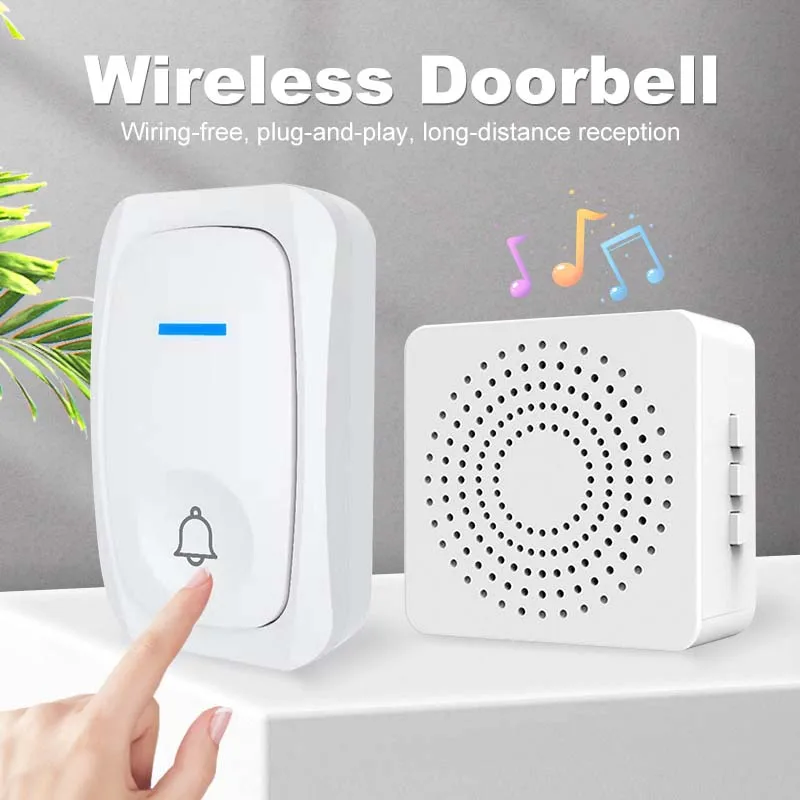 Smart Home Wireless Doorbell  Safety Protection 38 Ringtones 3 Volume Remote Controller USB Smart Door Bell Chime