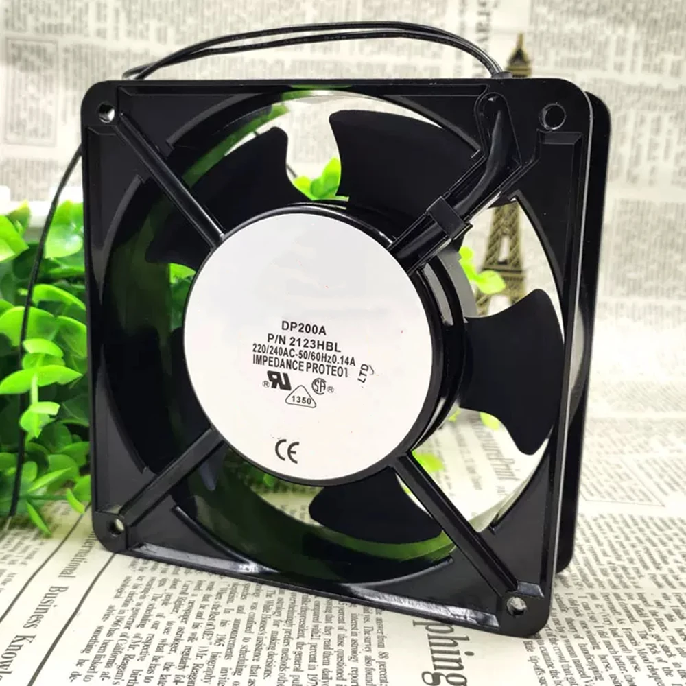 Cooling Fan DP200A P/N 2123HBL AC 220/240V 0.14A 50/60Hz 12cm 12038 120x120x38mm 2-Wire